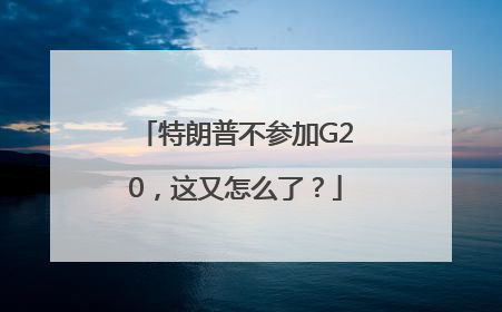 特朗普不参加G20，这又怎么了？