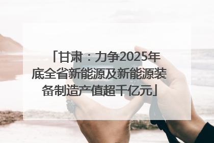 甘肃：力争2025年底全省新能源及新能源装备制造产值超千亿元