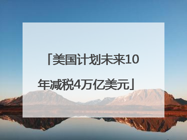 美国计划未来10年减税4万亿美元