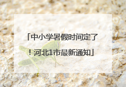 中小学暑假时间定了！河北1市最新通知