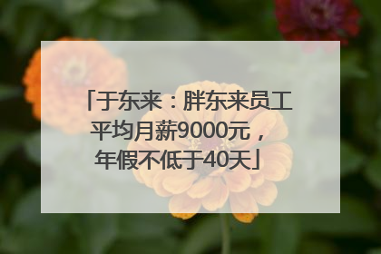 于东来：胖东来员工平均月薪9000元，年假不低于40天