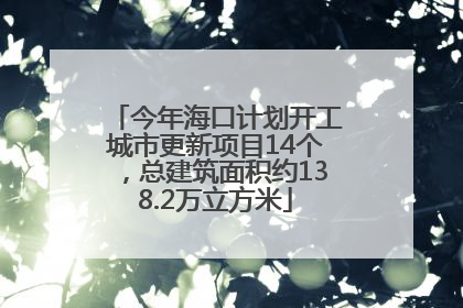 今年海口计划开工城市更新项目14个，总建筑面积约138.2万立方米