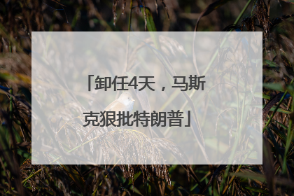 卸任4天，马斯克狠批特朗普