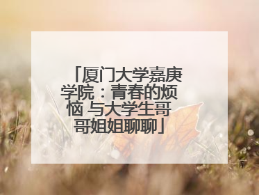 厦门大学嘉庚学院：青春的烦恼 与大学生哥哥姐姐聊聊