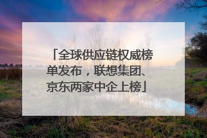 全球供应链权威榜单发布，联想集团、京东两家中企上榜