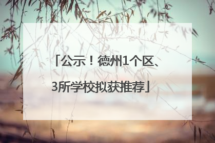 公示！德州1个区、3所学校拟获推荐
