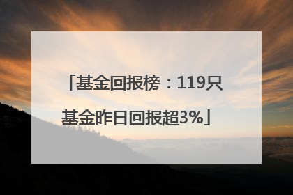 基金回报榜：119只基金昨日回报超3%