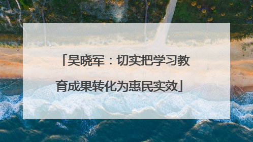 吴晓军：切实把学习教育成果转化为惠民实效