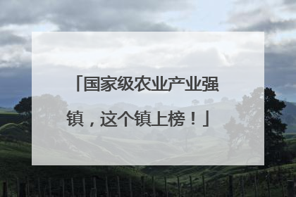 国家级农业产业强镇，这个镇上榜！