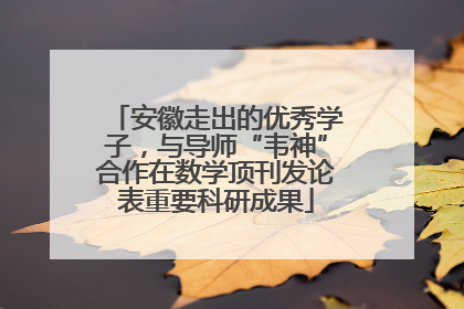 安徽走出的优秀学子，与导师“韦神”合作在数学顶刊发论表重要科研成果