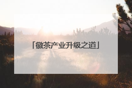 徽茶产业升级之道