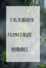 尤夫股份5月29日龙虎榜数据