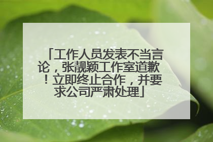 工作人员发表不当言论，张靓颖工作室道歉！立即终止合作，并要求公司严肃处理