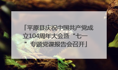 平原县庆祝中国共产党成立104周年大会暨“七一”专题党课报告会召开