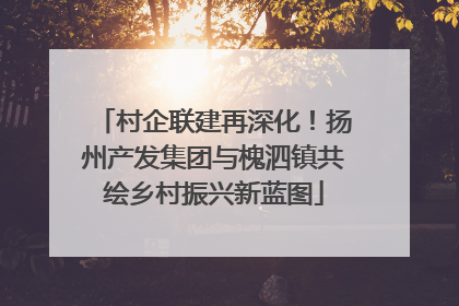 村企联建再深化！扬州产发集团与槐泗镇共绘乡村振兴新蓝图