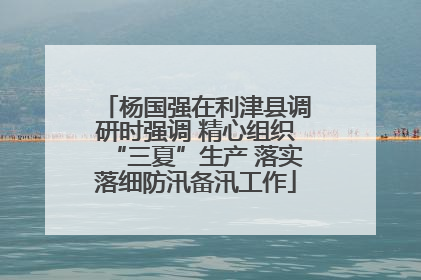 杨国强在利津县调研时强调 精心组织“三夏”生产 落实落细防汛备汛工作