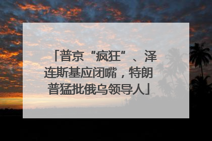 普京“疯狂”、泽连斯基应闭嘴，特朗普猛批俄乌领导人