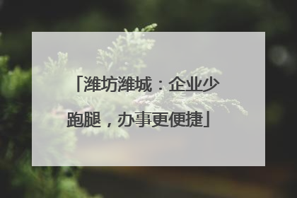 潍坊潍城：企业少跑腿，办事更便捷