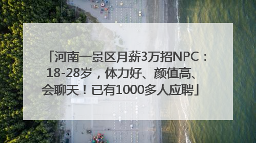 河南一景区月薪3万招NPC：18-28岁，体力好、颜值高、会聊天！已有1000多人应聘