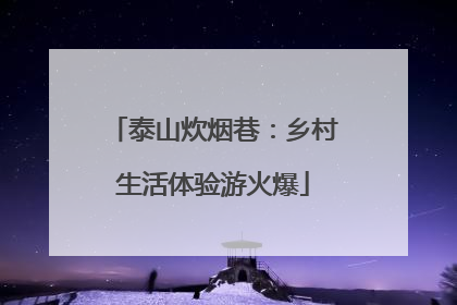 泰山炊烟巷：乡村生活体验游火爆