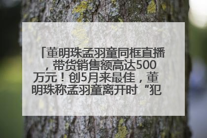 董明珠孟羽童同框直播，带货销售额高达500万元！创5月来最佳，董明珠称孟羽童离开时“犯了很大的错”