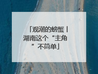 观潮的螃蟹丨湖南这个“主角”不简单