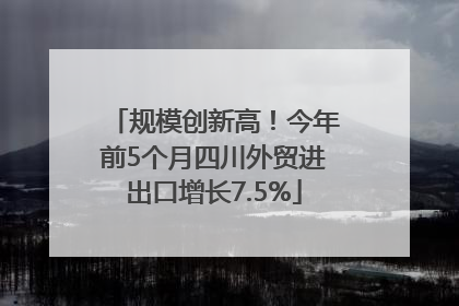 规模创新高！今年前5个月四川外贸进出口增长7.5%