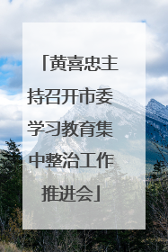 黄喜忠主持召开市委学习教育集中整治工作推进会