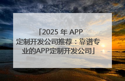 2025 年 APP 定制开发公司推荐：靠谱专业的APP定制开发公司