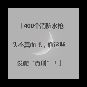 400个消防水枪头不翼而飞，偷这些设施“真刑”！